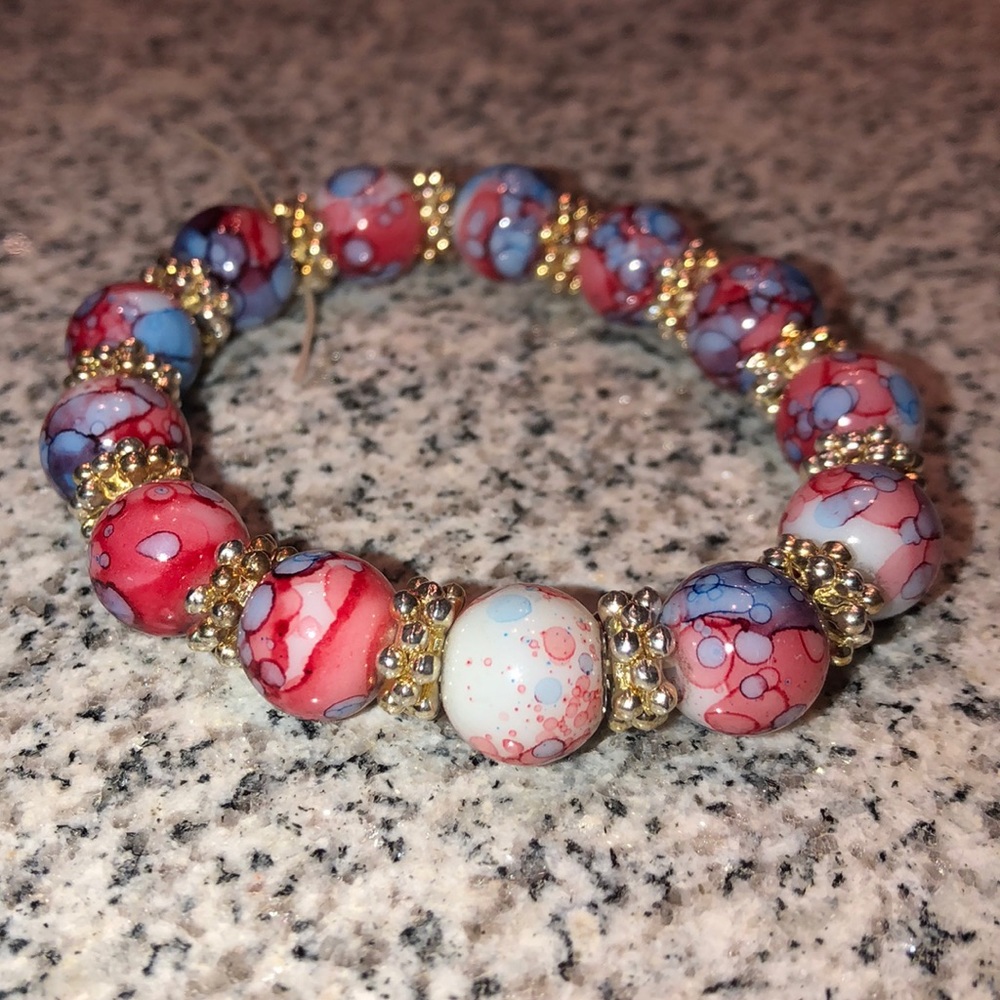Multicolored Glass Bead Bracelet